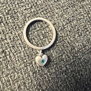 James Avery dangle ring with heart and May birthstone.  10.5
